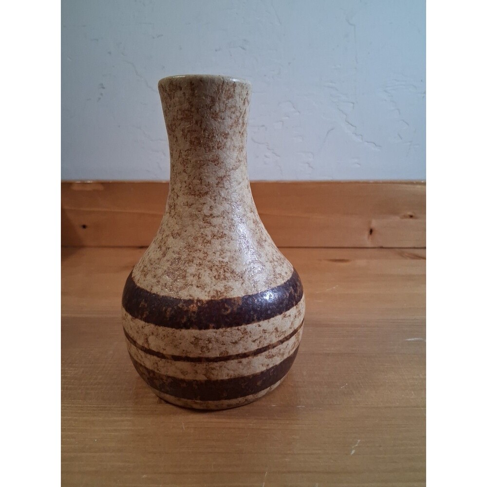 Stoneware Vase Pottery Craft USA Vintage Striped  6" Tall